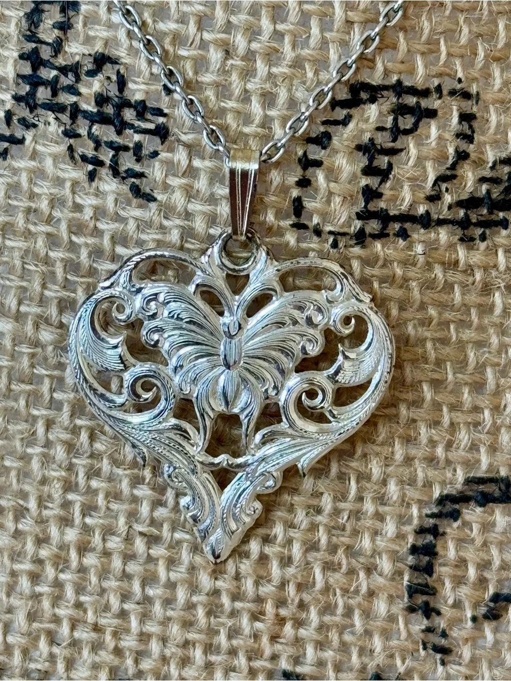 Women’s Silver Butterfly Heart Necklace | #B24